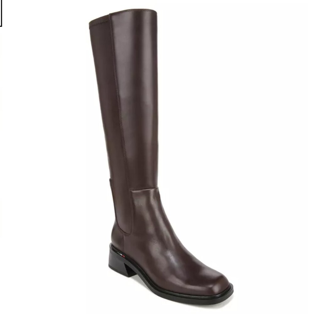 Franco Sarto Giselle Dark Brown Square Toe Leather Tall Knee Boots  8 1/2 Wide
